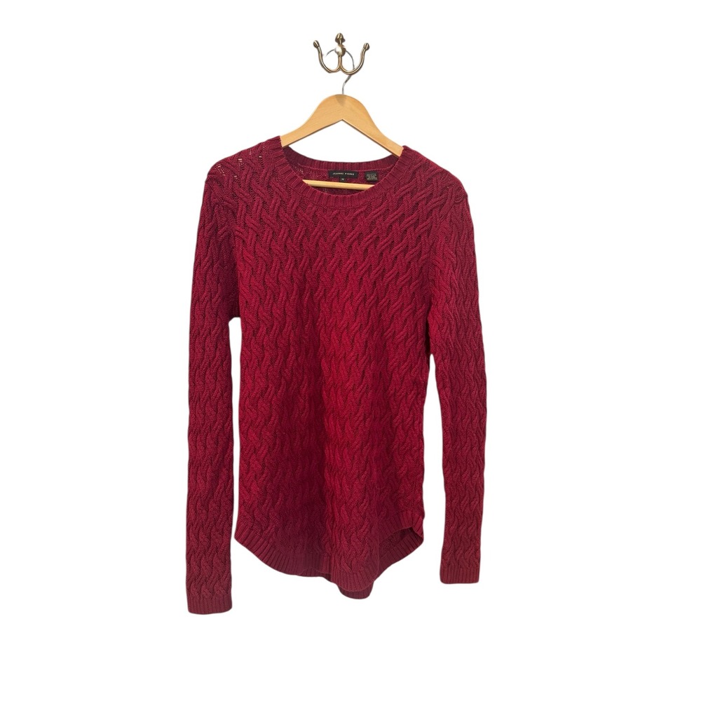 Jeanne Pierre Women's Red Cable Knit Long Sleeve Pullover Sweater